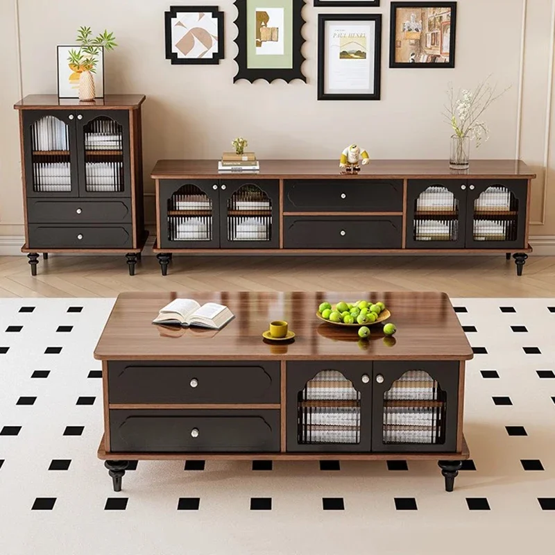 

Прямоугольный винтажный журнальный столик с металлическими ручками середины века, модный журнальный столик для гостиной, гламурный элегантный журнальный столик, мебель