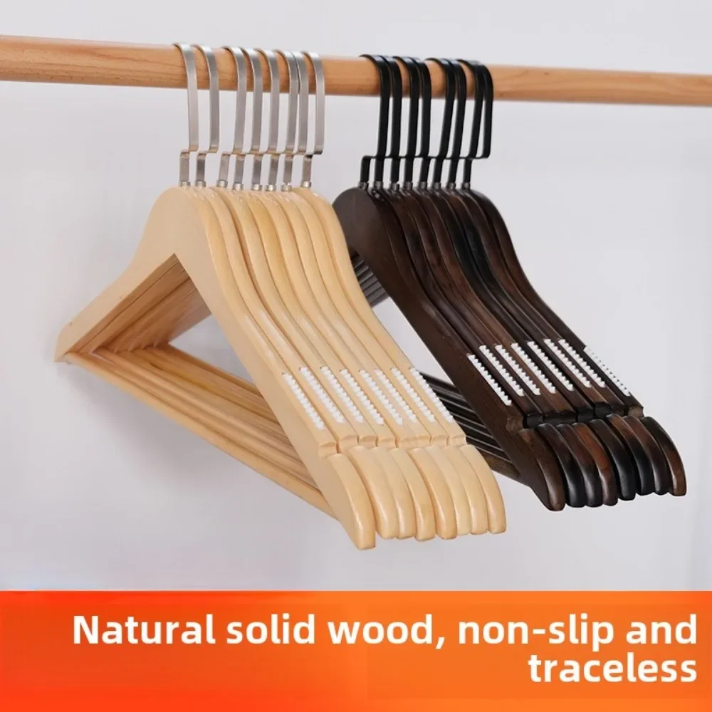 1PC Solid Wood Hangers Wooden Clothing Racks Traceless Hangers Home Clothing Stores Vintage Anti Slip Hangers Pants Racks