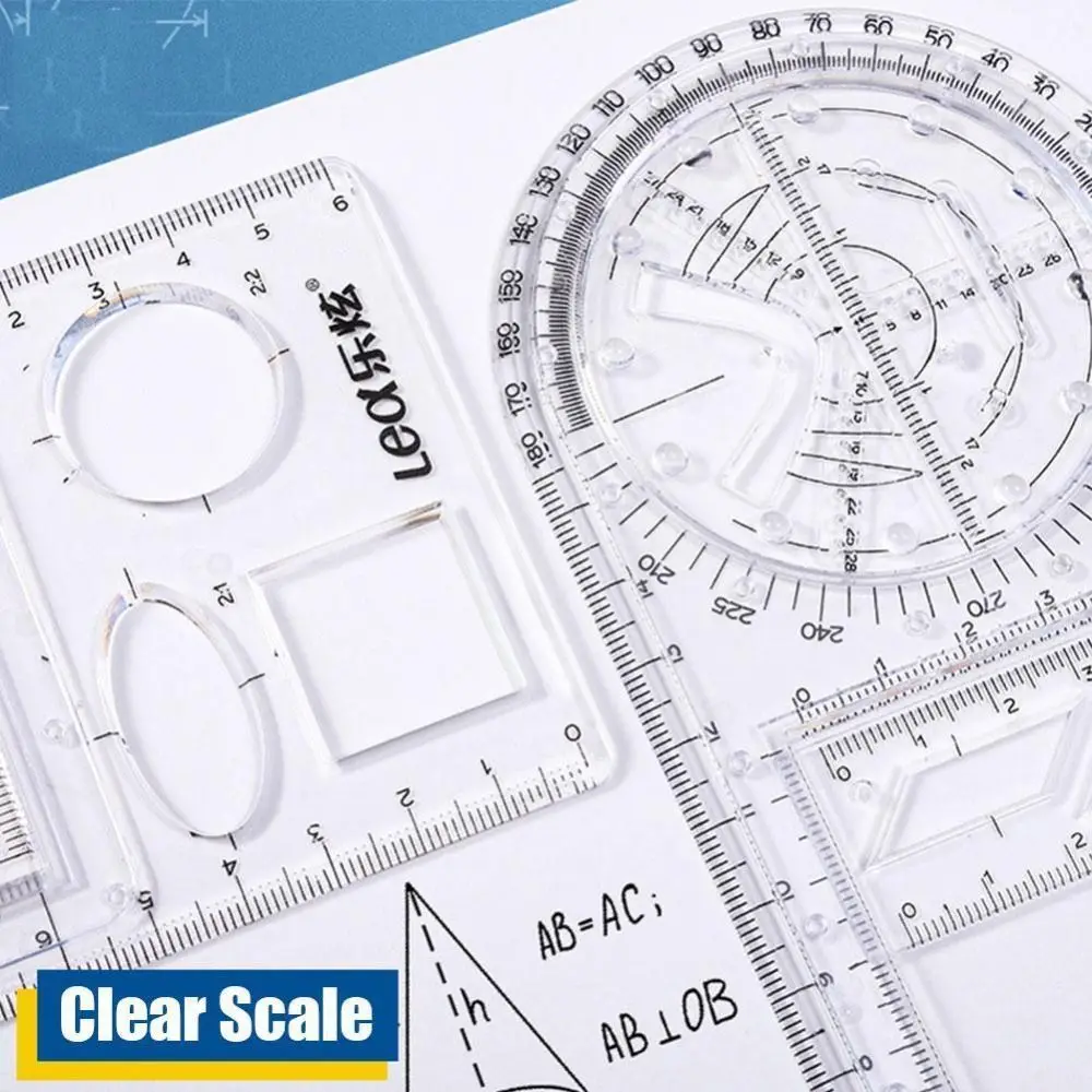 Многофункциональная линейка для рисования, Новый универсальный пластиковый шаблон для рисования, поворотный измерительный инструмент, школьный