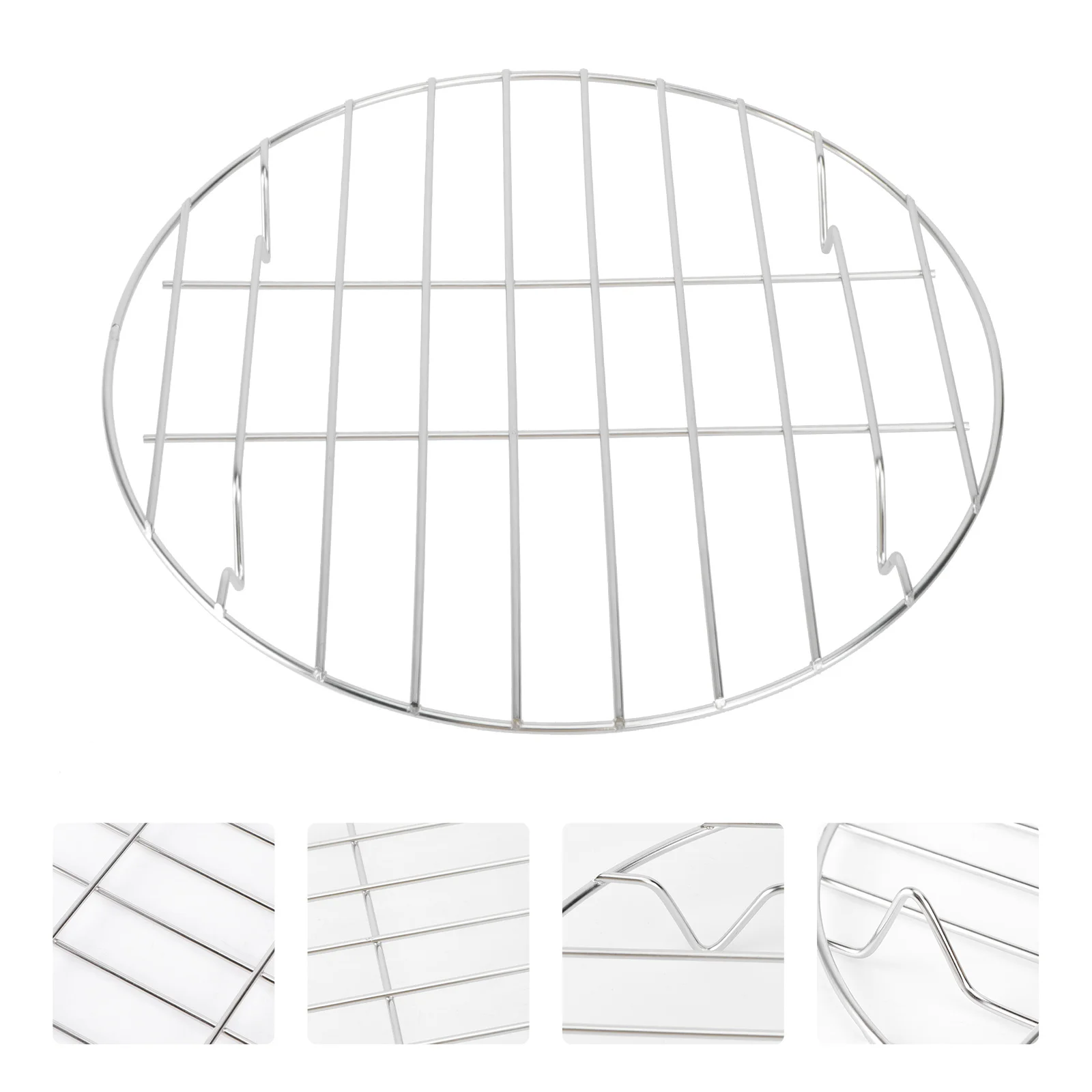 

Stainless Steel Bbq Net Grill 24.5Cm Round Meat Fish Vegetable Roasting Rack Pizza Baking Alternative Dishwasher Safe