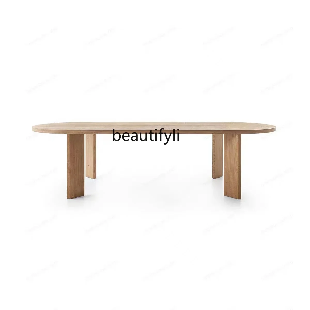 Nordic Solid Wood Dining Table Negotiation Office Desk Light Luxury Oval Coffee Table