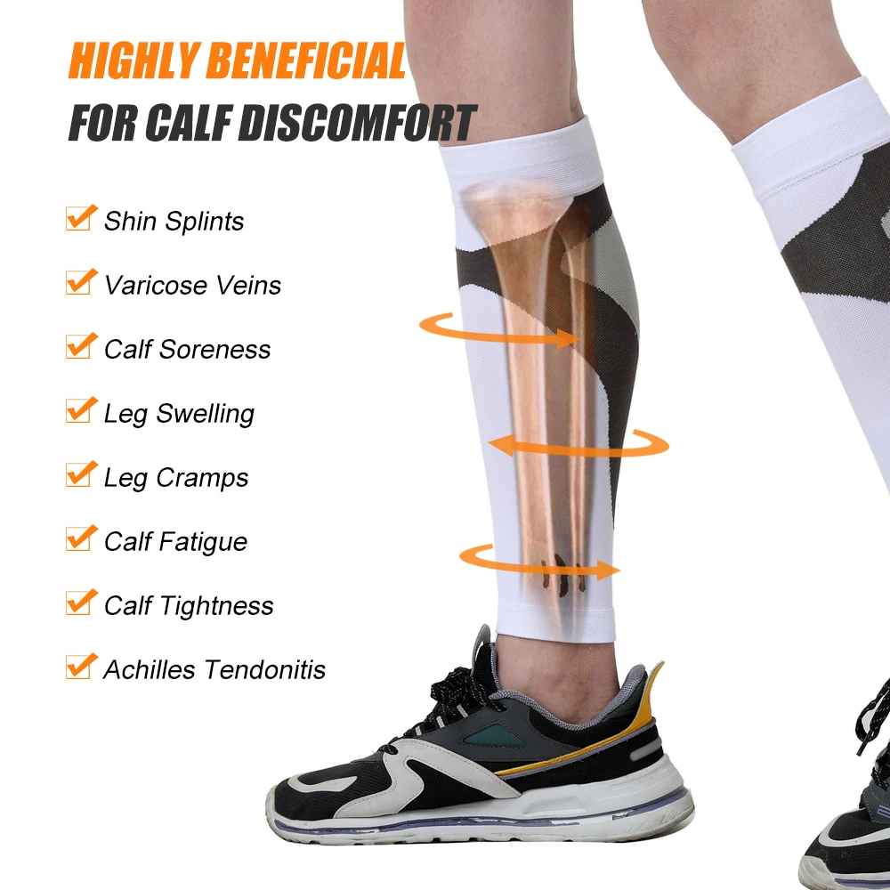 1 Pair Leg Compression Socks Calf Support Sleeves, Comfortable and Secure Footless for Fitness Football Running and Shin Splints