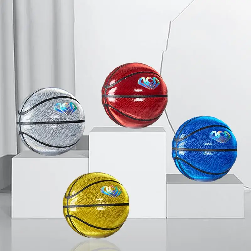 

Small Basketball For Kids PU Leather Glowing Reflective Outdoor Basketball Size 1 Collectible Mini Ornament Small Sport Football