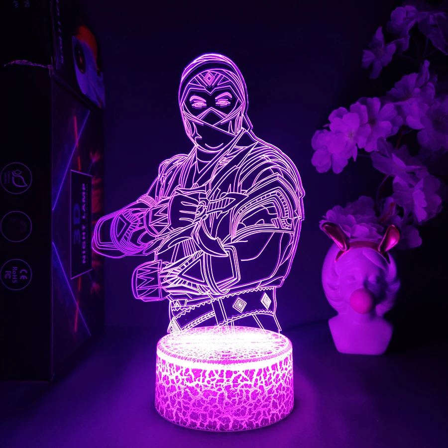 Mortal Kombat 11 Figurine 3D Visual Nightlight Cool Gamer Setup Decoration for Friends Birthday Gift Creative Present for Kids