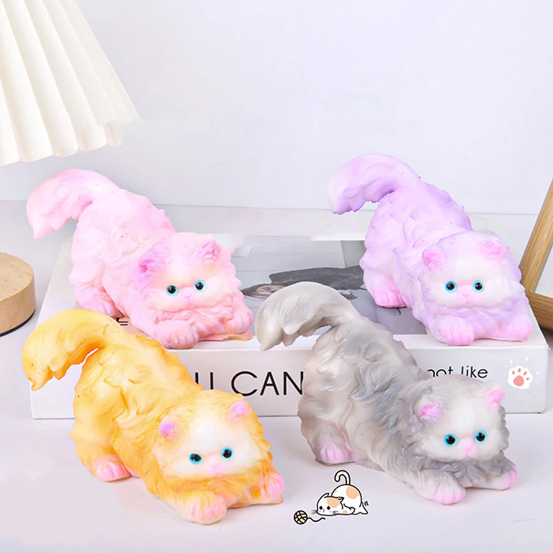 Cat Squeeze Toys TPR Big Cat Three-dimensional Pinch Toys Super Cute Stress Relieving Doll Relaxing Gift