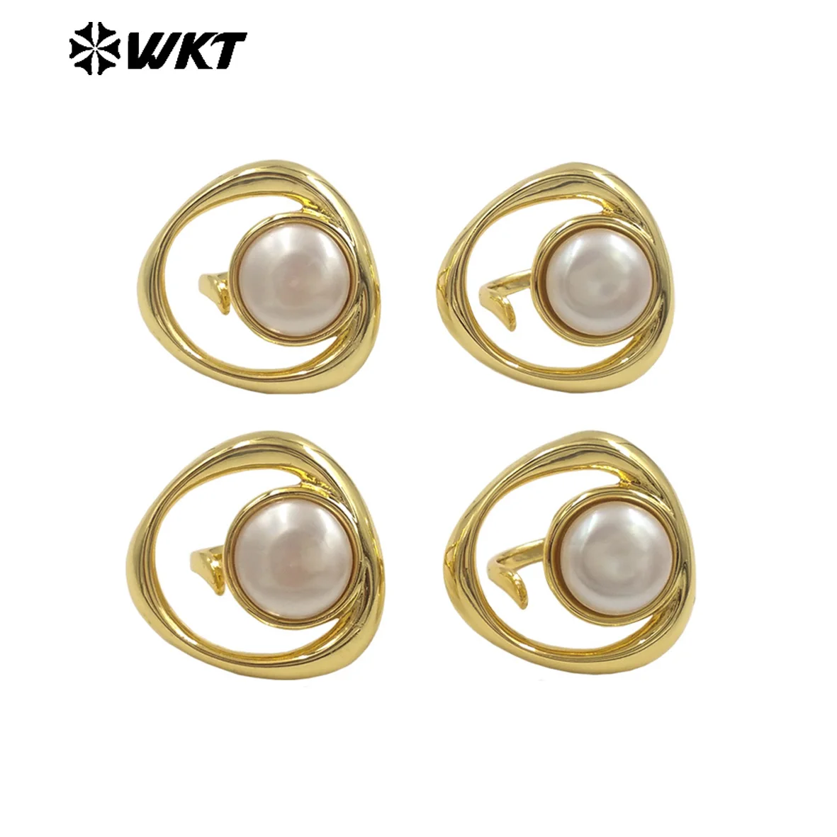 

Кольцо WT-MPR133 с потрясающим дизайном, покрытое 18-каратным золотом, с двойным слоем и пресноводным жемчугом, элегантное и великолепное украшение для женщин, регулируемый размер.