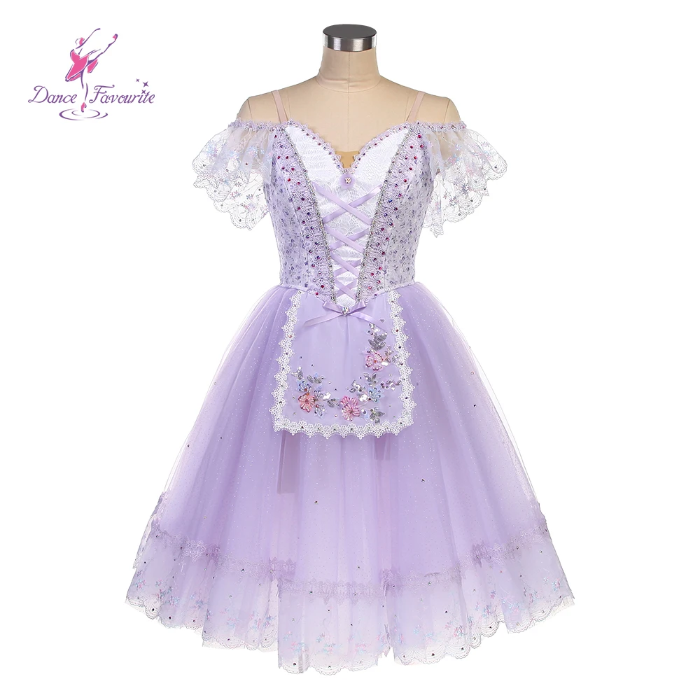 2025 Nueva falda larga de competición de ballet de Coppelia púrpura personalizada para adultos y niños B25612