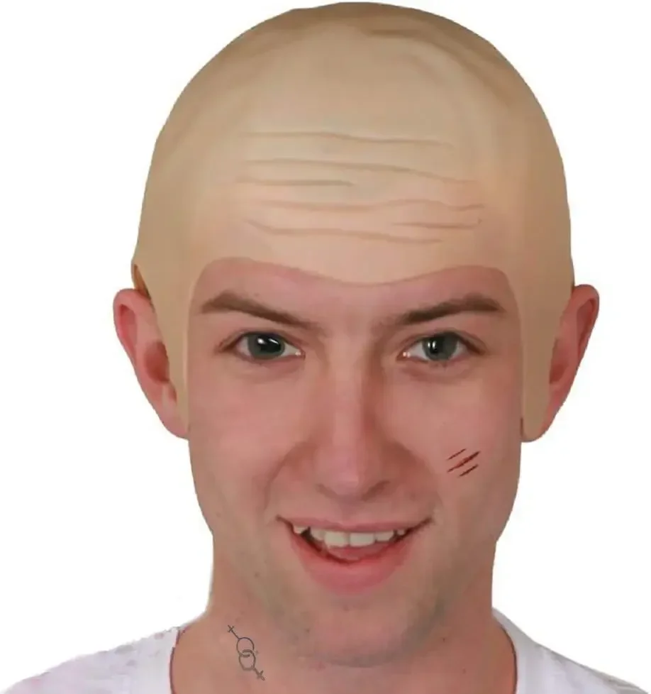 أنيمي الاصطناعية سميكة أصلع الرأس ، بدون شعر ، الجمجمة وهمية ، فستان فاخر ، زي ، قبعة تأثيري ، الرجال ، السيدات ، حزب هالوين