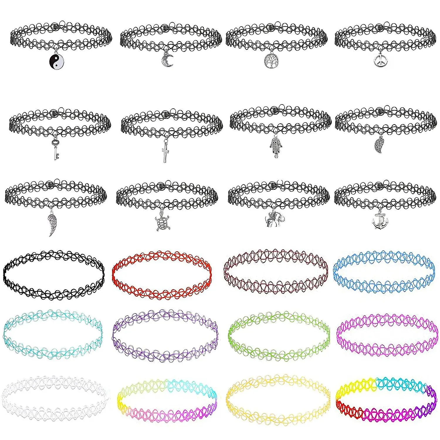 Boho ForWomen Necklace Mermaid Line Tattoo Geometric Collar Set Colorful Necklace Combination  Fashion New Jewelry Party Gift view 2