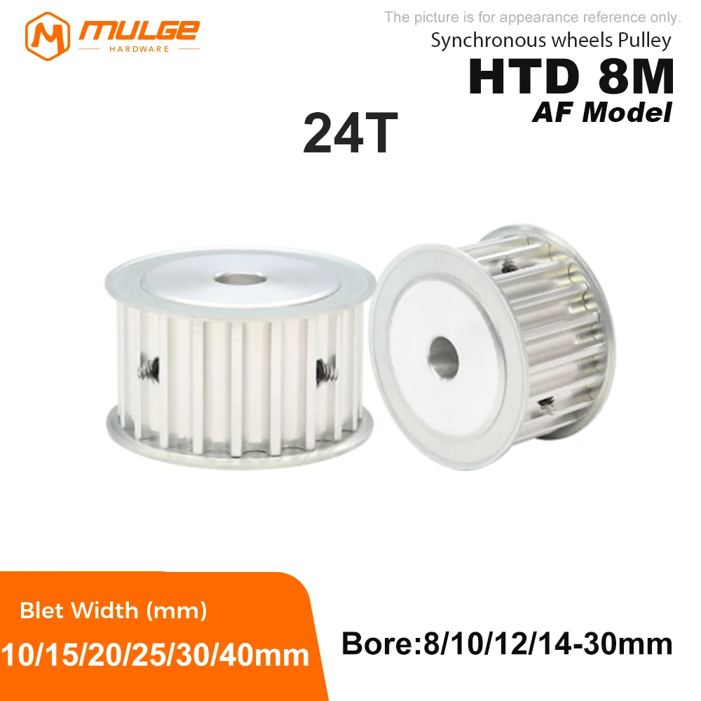 

HTD 8M 24Teeth Timing Pulley 8M-24T AF Type Synchronus Pulley Keyway Bore 8-30mm For Width 15/20/25/30mm 8M Timing Belt