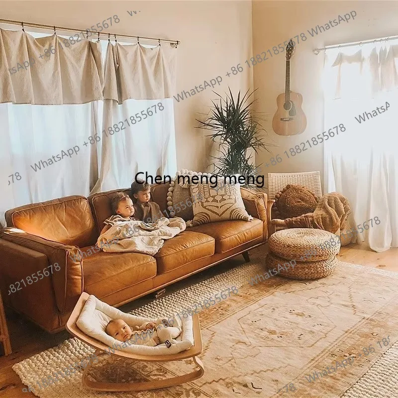

French Small Leather Sofa Modern Simple Living Room Combination Latex Sofa 3 Seat Retro Muebles Para Salas Modernos Furniture