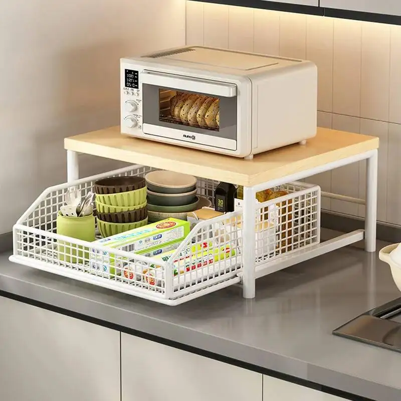 

Desktop Pull-Out With Drawers Kitchen Appliances Floor Standing Storage Rack