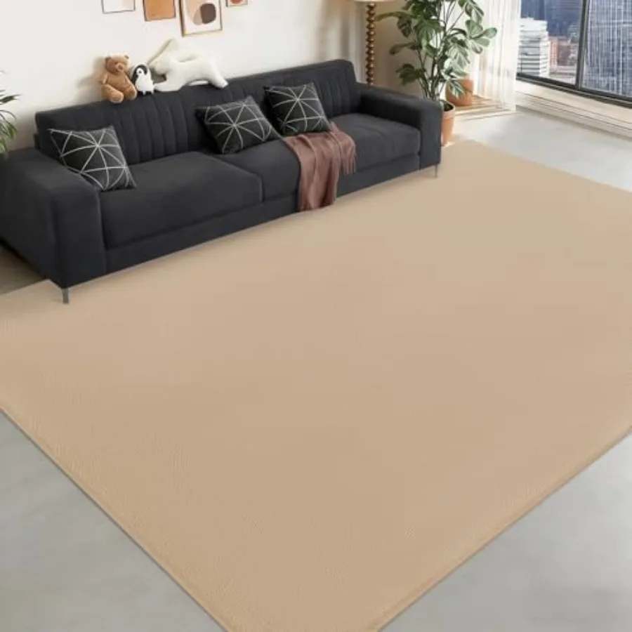 

Large Area Rugs for Bedroom Living Room - 6x9 Feet Ultra Soft Beige Memory-Foam Rug, Solid Modern Minimalist Non-Slip Carpet fo