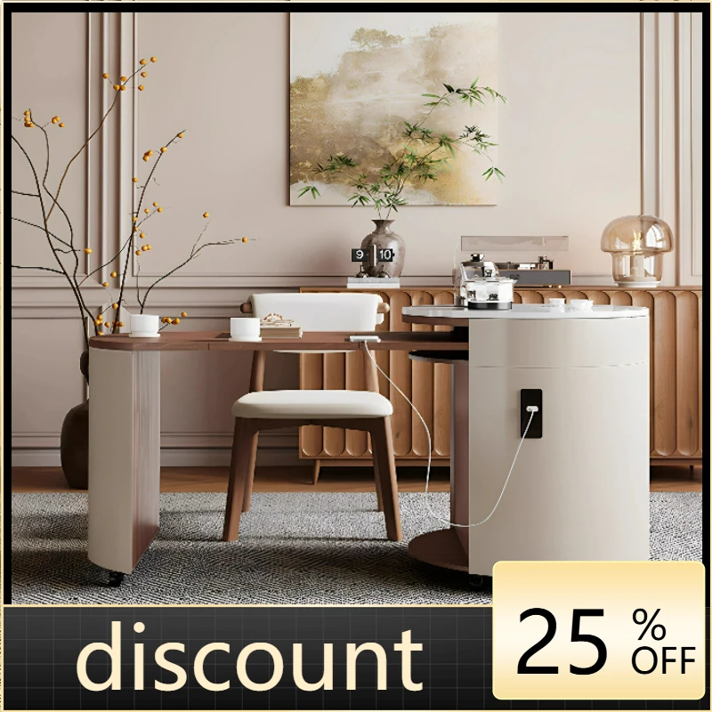 

LTT Multifunctional Mobile Tea Cart Foldable Retractable Round Table Household Balcony Tea Table