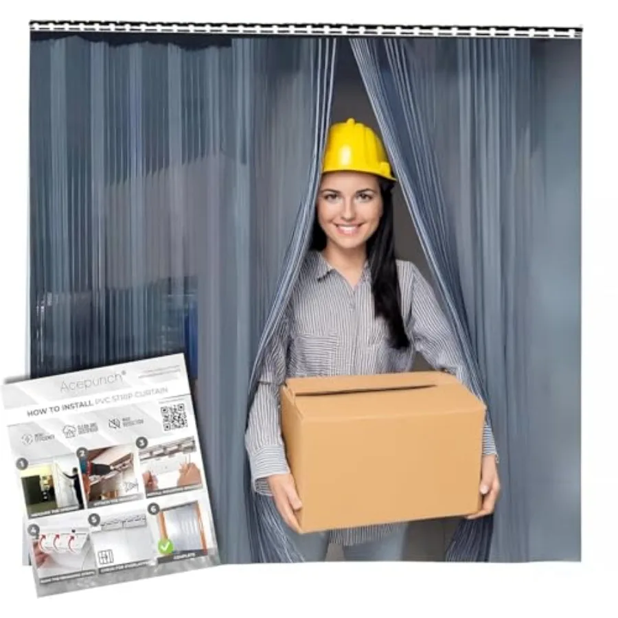 

Комплект прозрачных ПВХ-полос 4x7 футов - 48 дюймов (ширина) x 84 дюйма (высота), сверхпрочная водонепроницаемая изоляция для складских морозильных камер 73