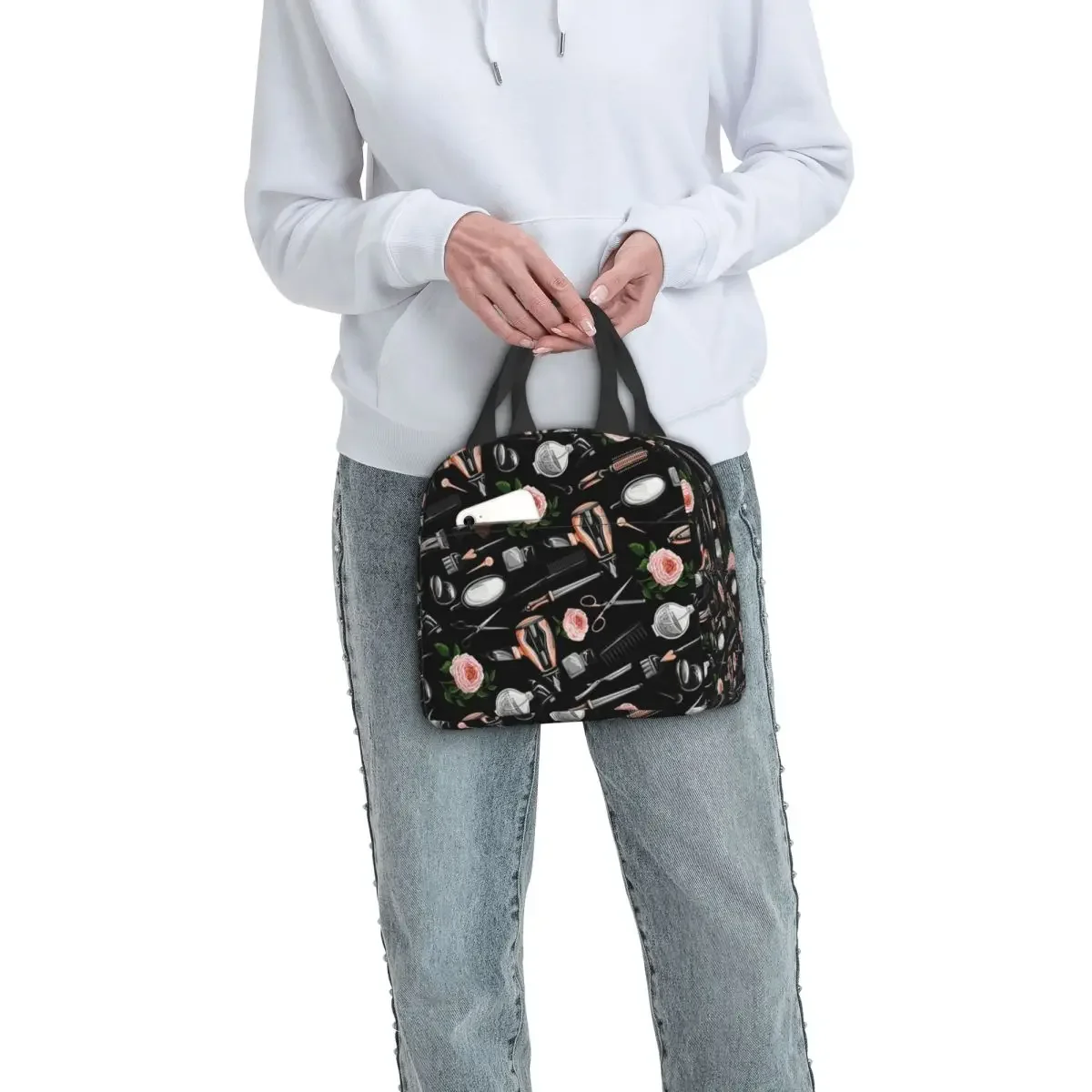 Custom Barber Scissors Comb Hair Stylist Hairstylist Insulated Lunch Bags for Women Thermal Cooler Bento Box School Children