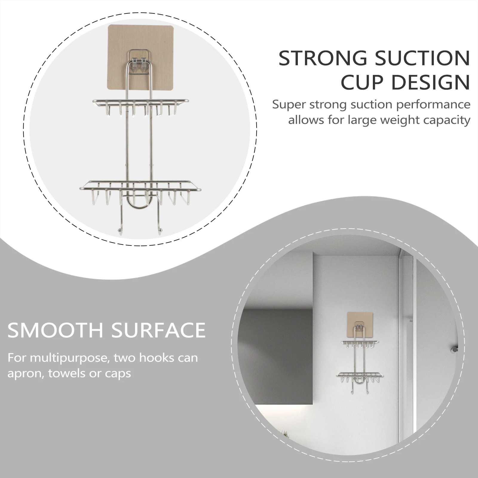

Soap Holder Rack Stainless Steel Punch Free Wall Shelf Drain No Holes Storage Bathroom Kitchen Item Container Hollow Design