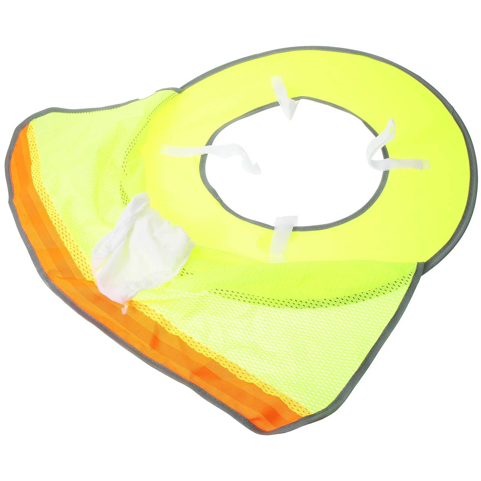 

Hard Hat Brim Shade Full Visor Sun Neck Protector Cover Elastic Spandex Grid Fluorescent Green Reflective Strips Construction