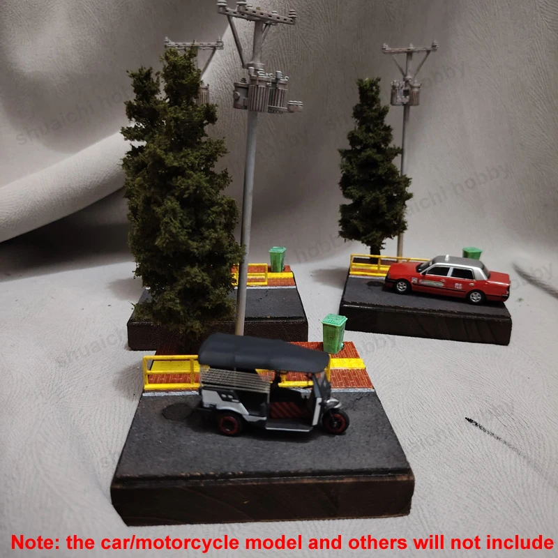 1PCS Miniature Display Scene Model Simulated Highway Parking Space Desktop Ornament Diorama Parts for 1/64 Car/Motorcycle/Figure