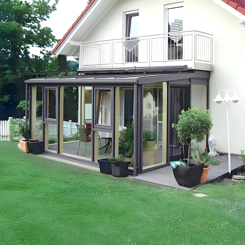 Four Season Outdoor Glass Room for Apartment Tempered Roof Sun Protection sunroom