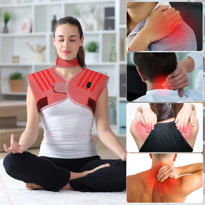 Red Light Heating Shoulder Back Brace Heated Vest Winter Warmth Relieves Muscle Relaxation Relief Pain Adjustable Fit
