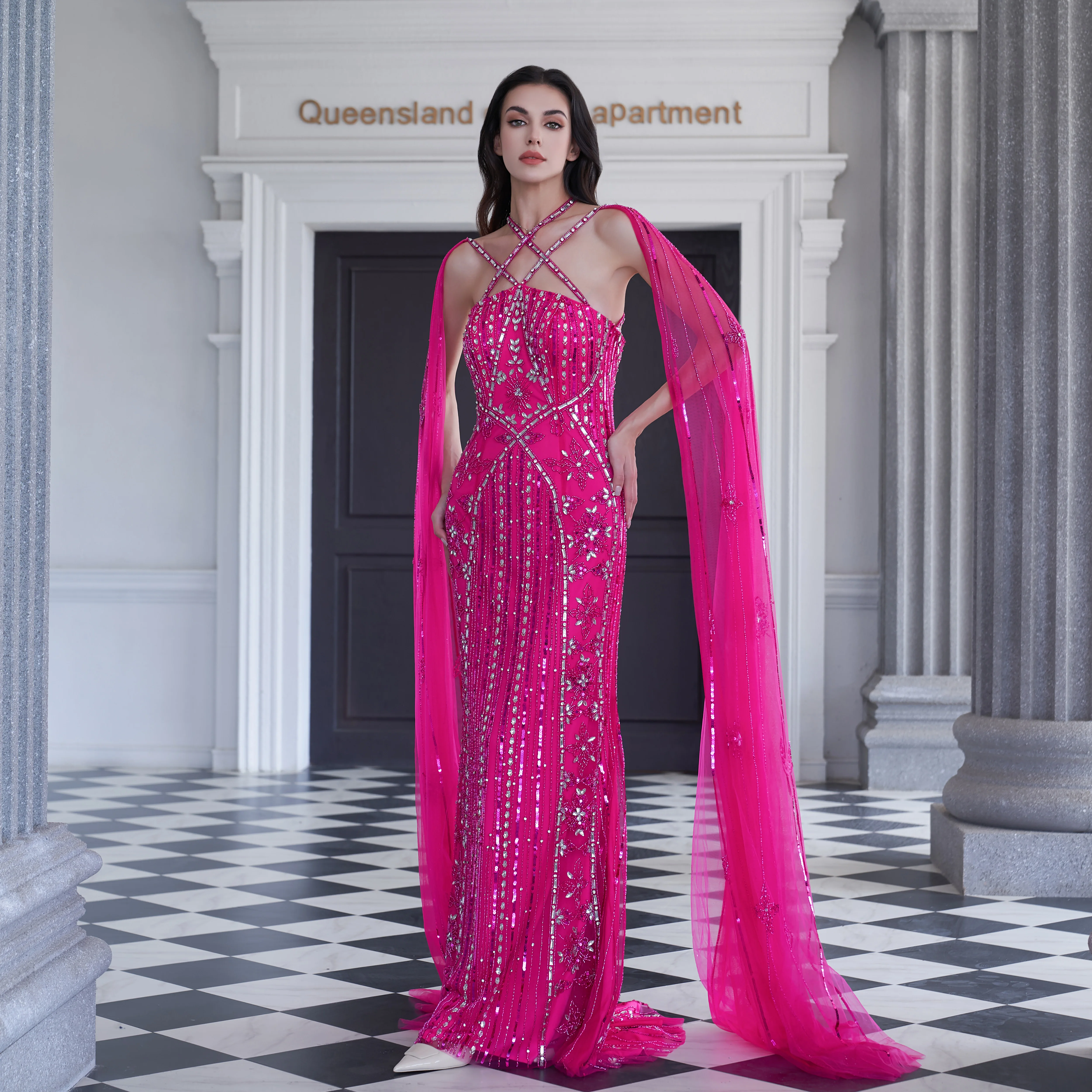 

Alice CollectionPro Luxury Evening Dresses Gown with Cape Sleeves 2025 Women Wedding Party Dress for Formal Occasion Customized