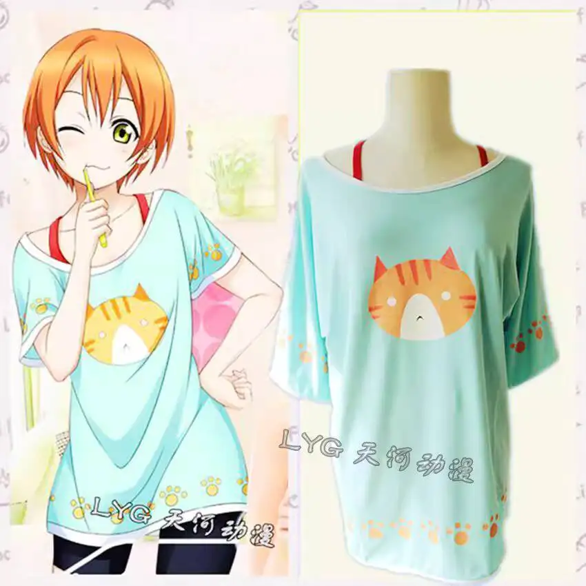 

LOVE LIVE! Lovelive! Rin Hoshizora Cat Cosplay T-shirts Summer Nico Yazawa Anime Short-sleeved Tee Tshirt Top