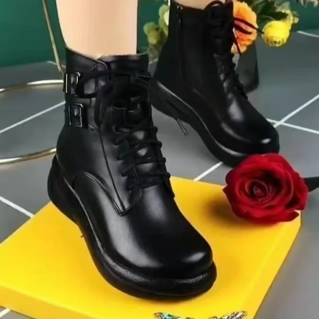Sponge cake thick soled short boots for autumn and winter 2025  retro style short boots for women with plush mother boots
