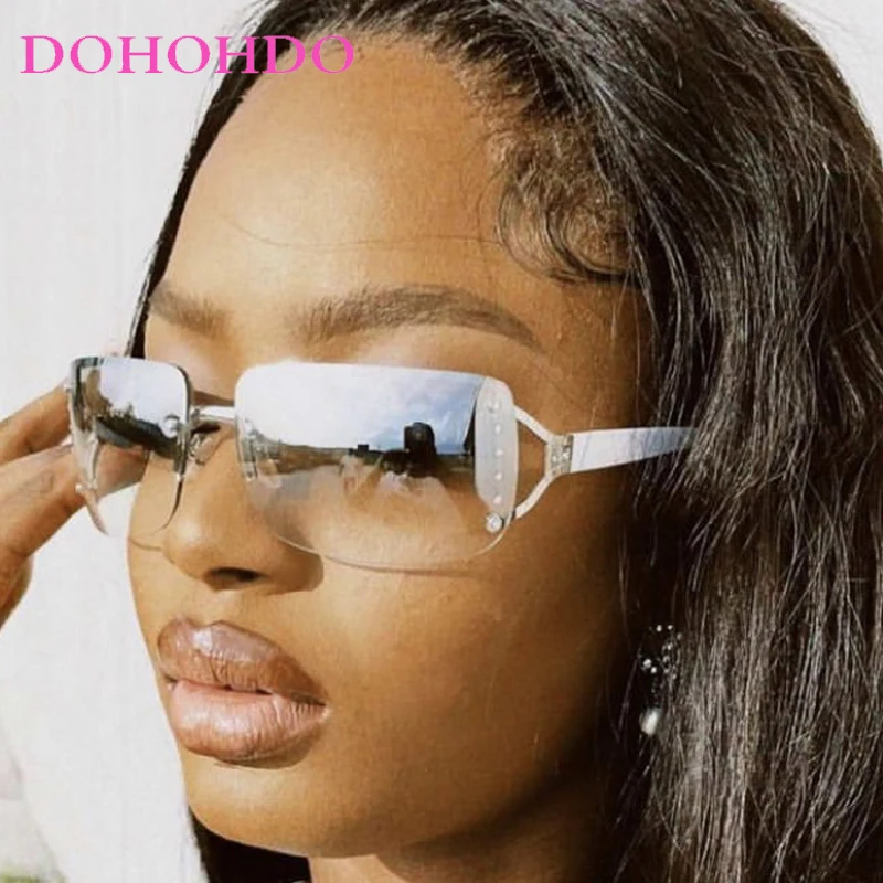 

Trendy Y2K Brand Design Punk Rimless Sunglasses Woman New Luxury Retro Men Sunglass Outdoor Travel Eyewear Ladies Lentes UV400