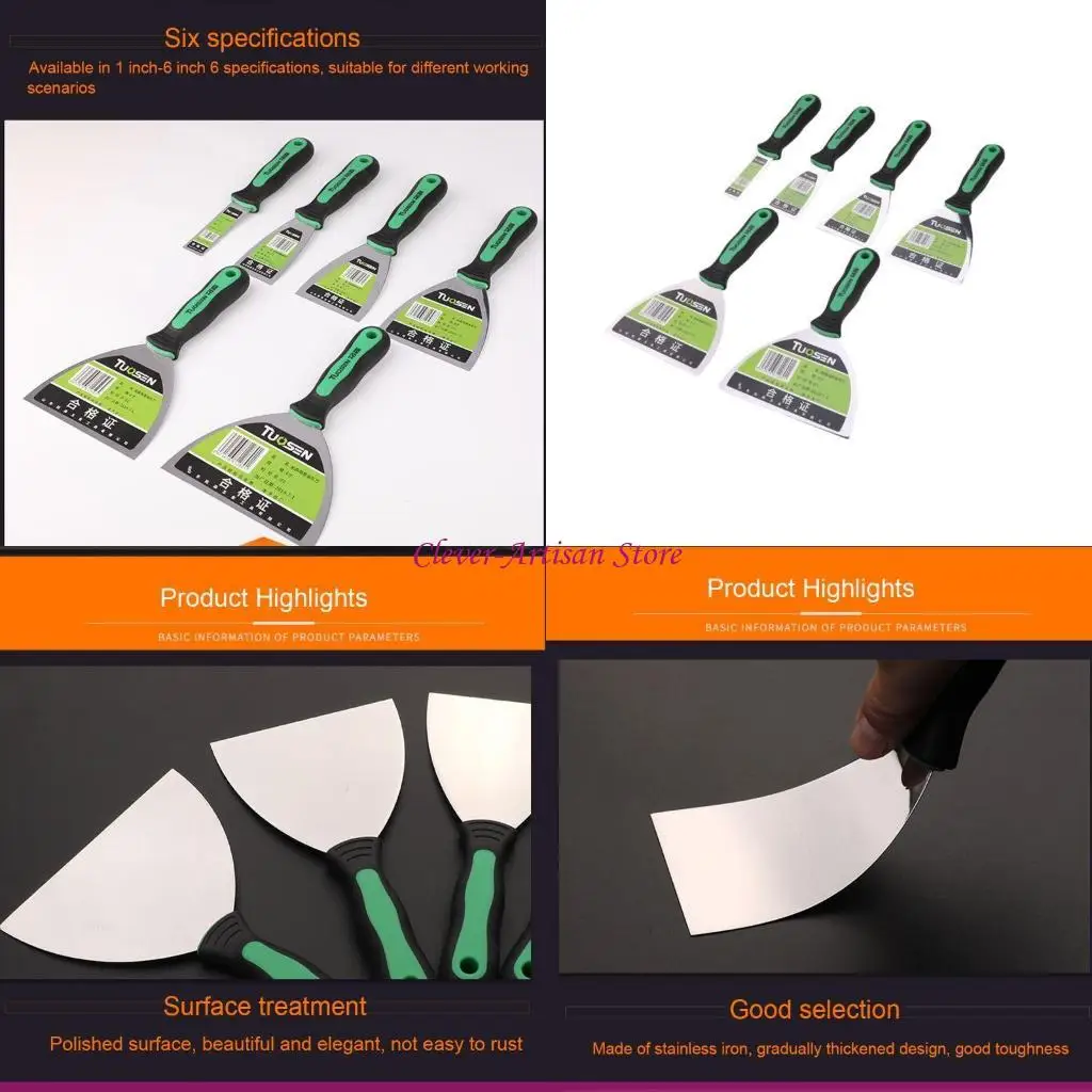 

E06B Stainless Joint Knife Set Portable Putty Knives Multi-Tool Painter Scraper Soft Handle Lightweight Putty Knives Durable