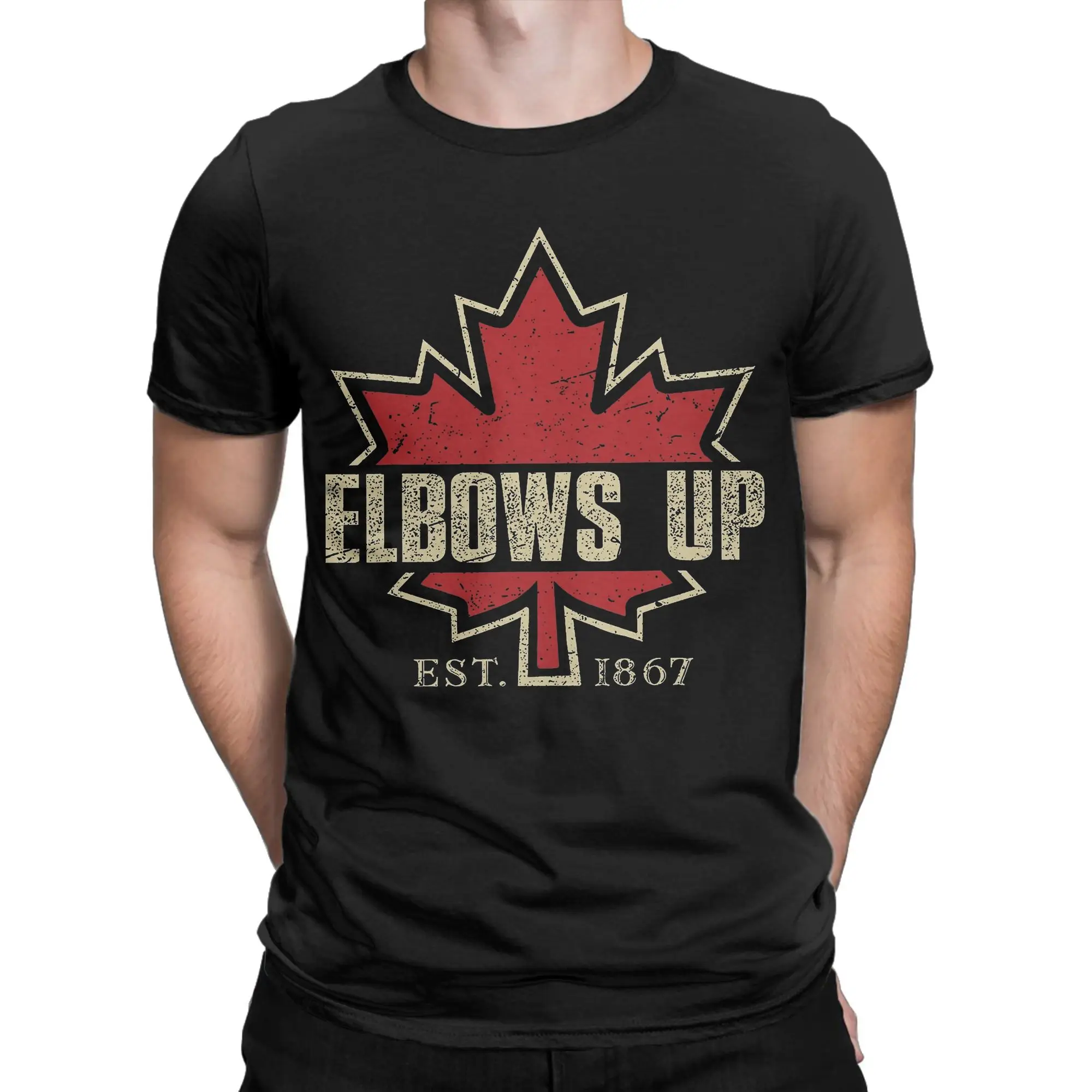 Men T-Shirt Elbows Up Canada Not For Sale Unique Pure Cotton Tee Shirt Short Sleeve Canadian T Shirts O Neck Tops Classic