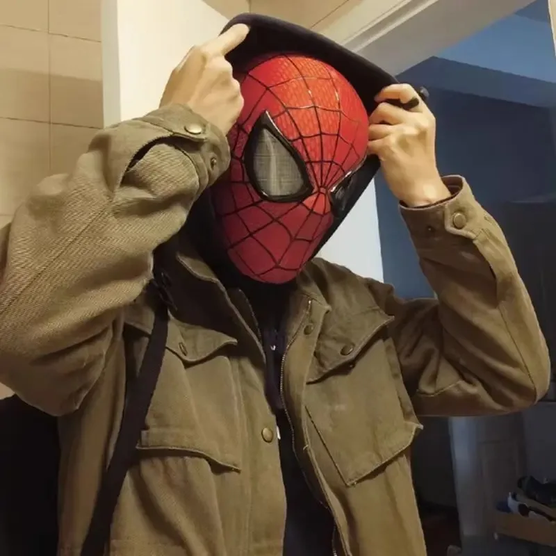 In Stock Miles Spider-Man 1:1 Scale Electronic Mask With Moving Glowing Eyes Ring Control Cosplay Toy Gift For Boys Gift view 5