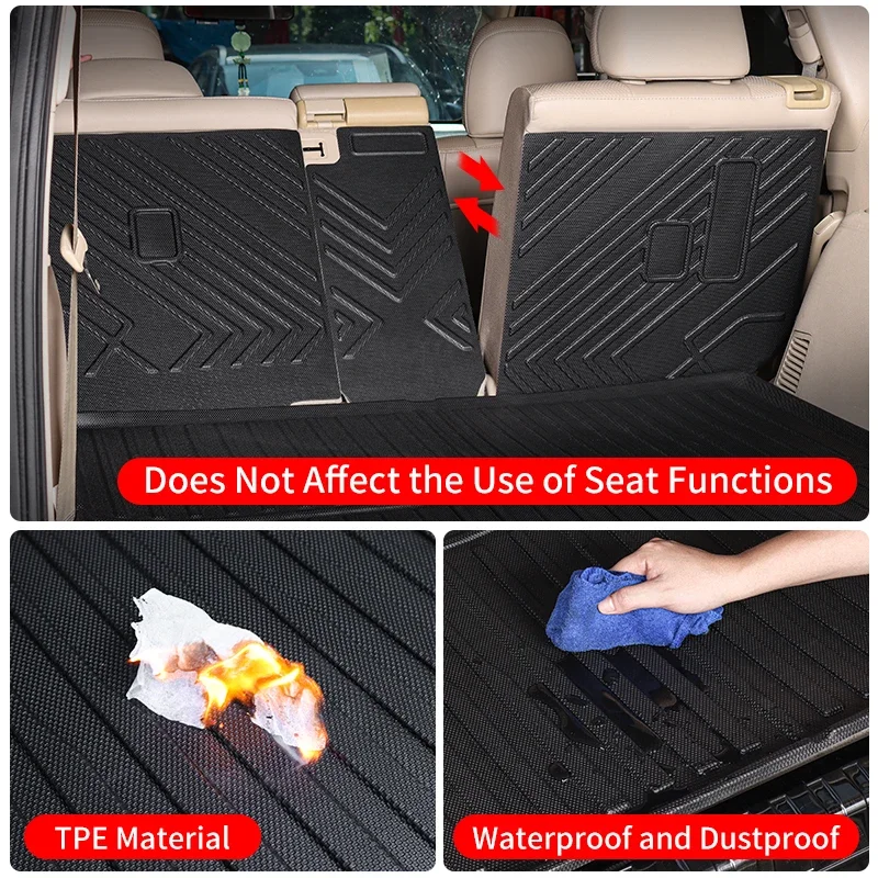 For Land Cruiser Prado LC 150 2010-2023 J150 All-inclusive Trunk Mat Interior Upgrade Accessories TPE Seat back Pad Waterproof