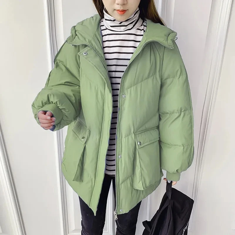 2023 neue Winter jacke Frauen warme Kapuze Parkas Daunen Baumwoll jacke weiblich lässig lose Outwear koreanische Baumwolle gepolsterten Mantel