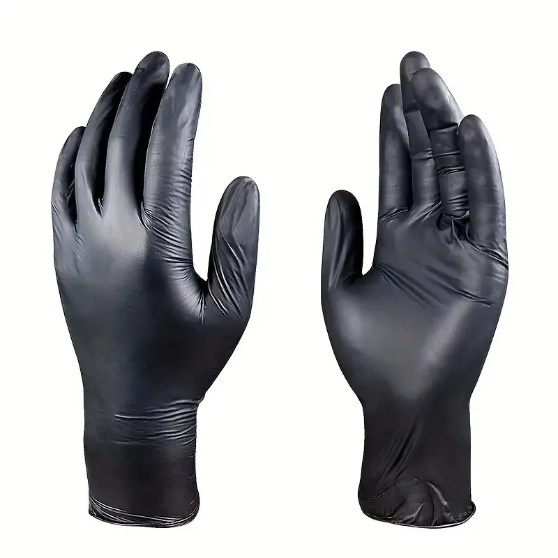 Guantes de nitrilo desechables para limpieza del hogar, herramientas de seguridad para trabajo, jardinería, cocina, Tatto, color negro, 20 piezas