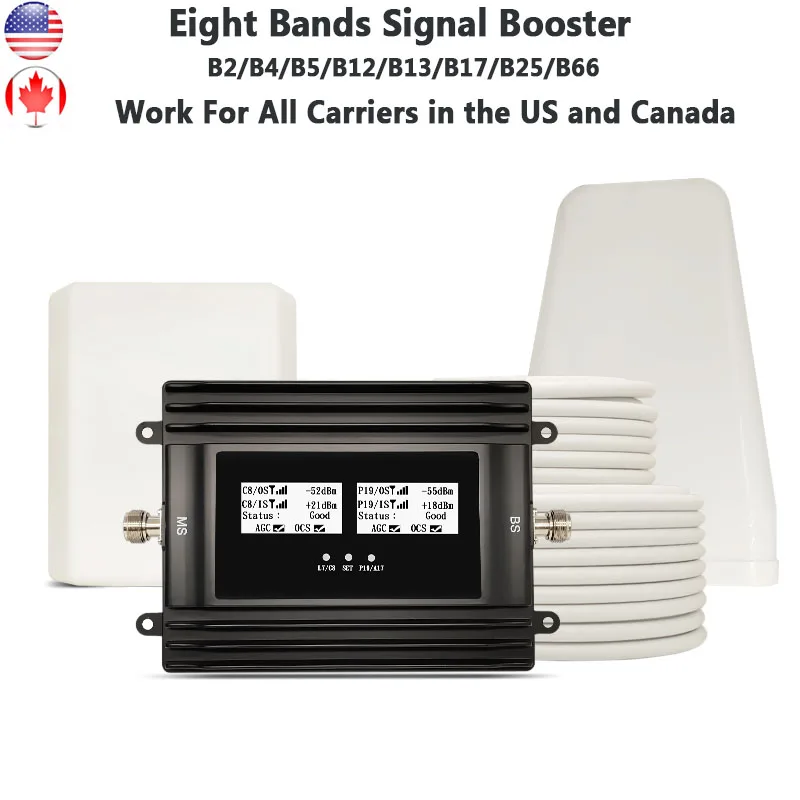 

Cell Phone Signal Booster for All Carriers on Band 2/4/5/12/13/17/25/66 Boost 5G 4G& LTE Signal Smart LCD FCC Approved