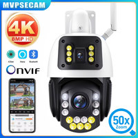 4K 8MP Dual Screen Dual Lens Wifi Surveillance Camera 50X Zoom Humanoid Detection Color Night Vision Outdoor PTZ Security iCSee