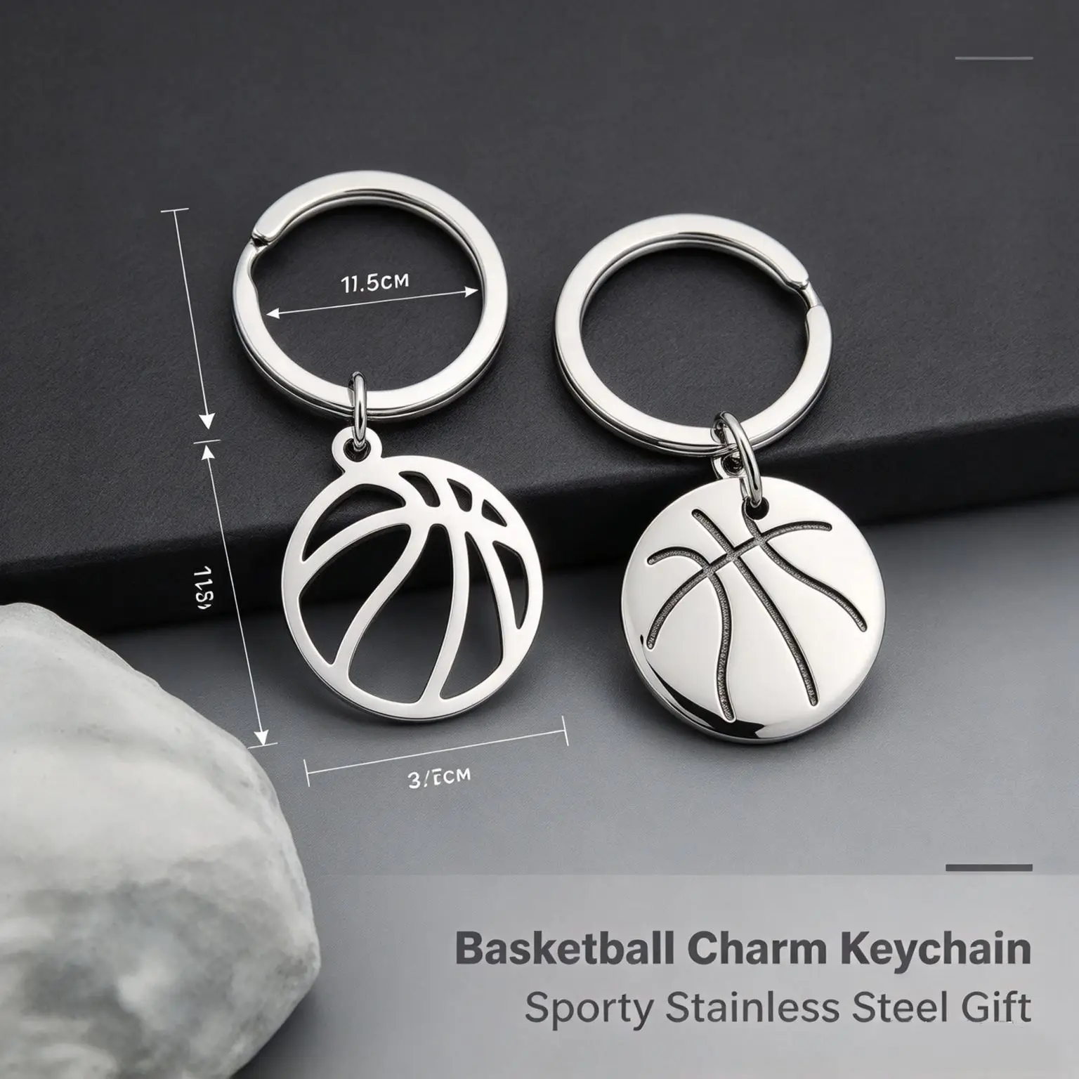 Stainless steel sports keychain – basketball, boxing, football, baseball keyring, motivational pendant gift for men and boys