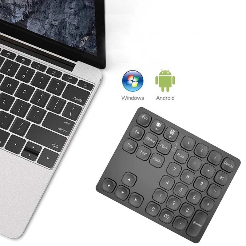 Keyboard Mini Bluetooth tanpa kabel, papan ketik Bluetooth ponsel Tablet Android Apple hitam tahan lama