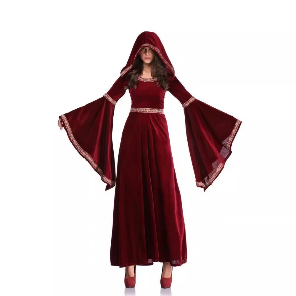Nuevo Vestido Medieval Vintage de loween, Vestido Largo Rojo de Reina, Disfraz para Actuación en Escenario, Túnica Étnica ...