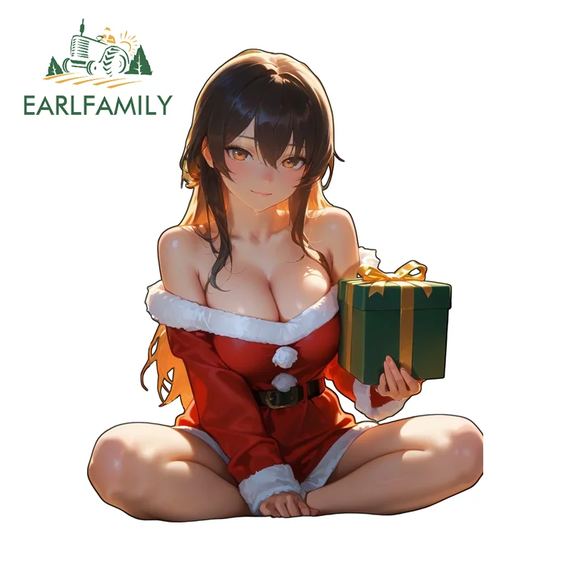 EARLFAMILY Christmas Girl Sex Car Stickers Popular Anime Item Trunk Windshield Decal Waterproof PVC Vehicle Styling Decoration