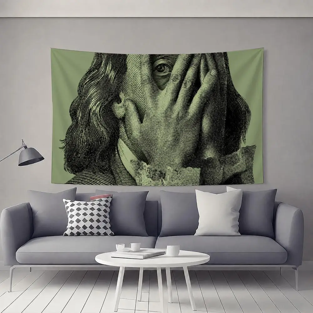B-Benjamin Franklin Tapestry Tapestry Flat Polyester Wall Hanging, Cozy Kids Bedside Decor Healing Home Accent Gift Wall Art