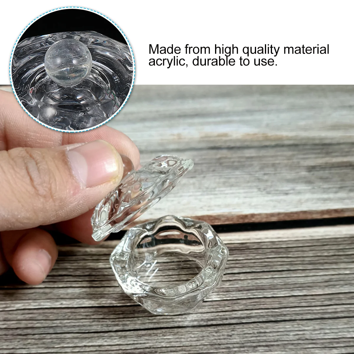 2 個ネイルアートクリスタルカップアクリル八角形液体パウダーホルダープロフェッショナルサロンホームマニキュア用品クリスタルネイルアートカップ