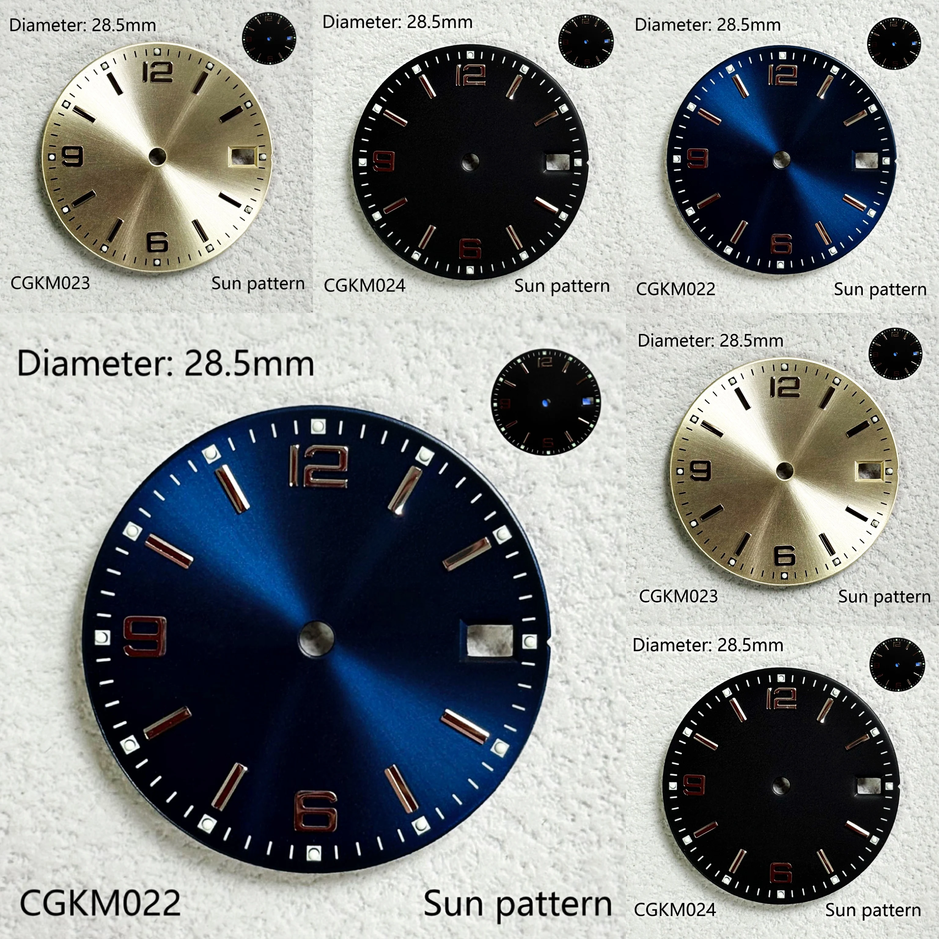 

28.5mm single date sun pattern unmarked dial N H35 dial watch accessories custom dial men's watch accessories