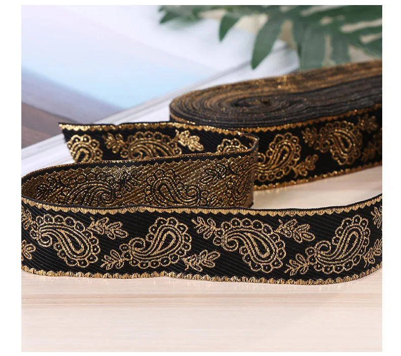 8Yards 30mm 1-1/4\'\' Vintage Ethnic Embroidery Boho Lace Trim DIY Geometric Jacquard Woven Ribbon Clothes Bag Accessories Fabric