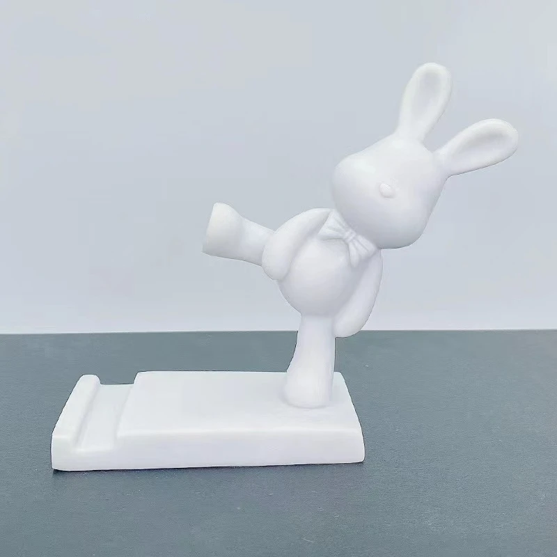 5 STKS Hars Beer Mobiele telefoon ondersteuning Art Aangepaste DIY Designer Speelgoed voor Kunstenaar Witte Poppen woondecoratie Figuur Accessoires