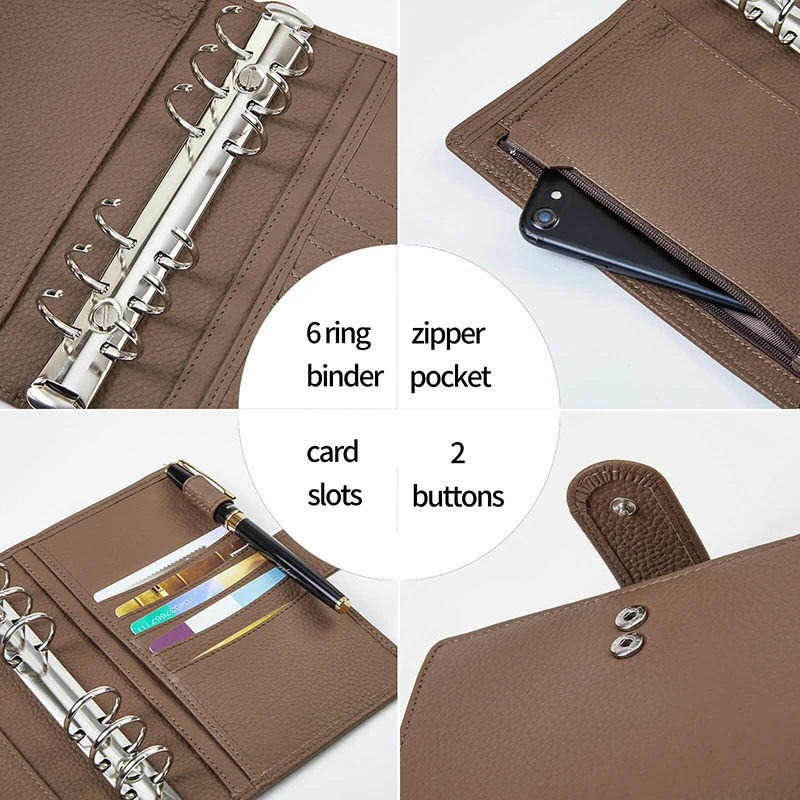 Smartfee Leather Budget Planner Regular Ring Notebook A6 Binder Photocards 2022 Planner Organizer Agenda Diary Planner