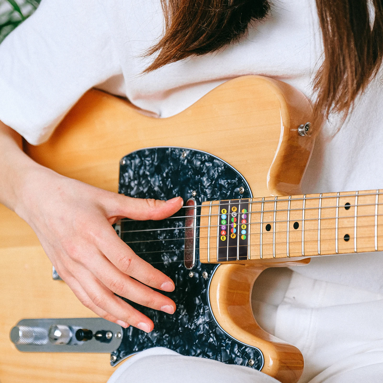 6 قطع من ملصقات مذكرة لوحة أصابع الجيتار من مادة PVC ملصقات لوحة الفريتس مقاومة للماء ومضادة للتعرق وسهلة الاستخدام مقياس تدريب الجيتار