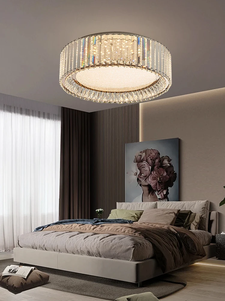 

Modern Minimalist Crystal Fashion Round Ceiling Lamp Led Home Decor Appliance Bedroom Roof Light Fixture Lamparas Lighting