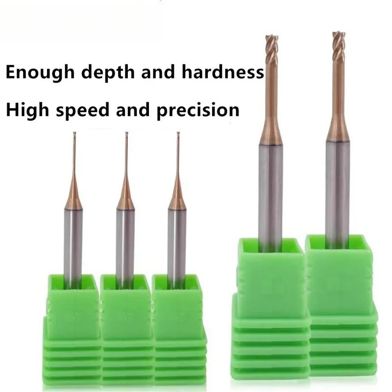 Fresa de ranura profunda de 2 filos HRC60, Fresa de carburo de 4 filos, Fresa de extremo esférico de tungsteno, Herramientas CNC, Broca para router, Fresa de fresado